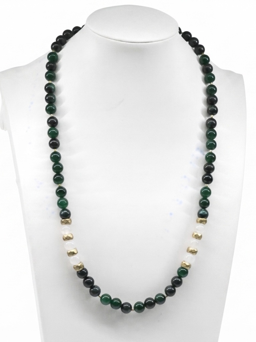 Altius Zambian Emerald & Quartz Beaded Necklace • 18" • Handmade